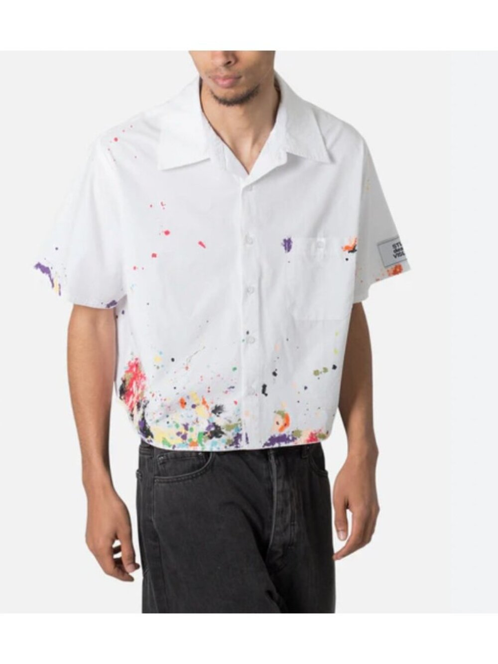 MNML Poplin Painter Short Sleeve Shirt Button Up Mens Small New